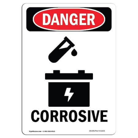 Signmission Safety Sign, OSHA Danger, 14" Height, Corrosive, Portrait OS-DS-D-1014-V-1103